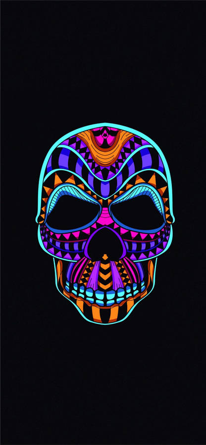 Vibrant Neon Skull On Oled Display Wallpaper