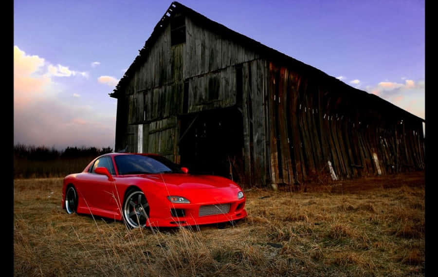 Vibrant Red Mazda Rx7 Fc Classic Code Wallpaper