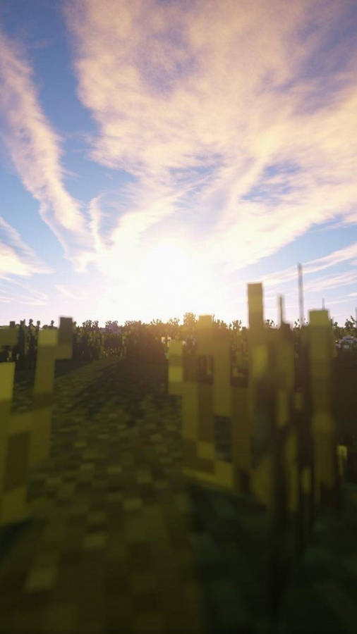 Video Game Sunset Minecraft Iphone Wallpaper