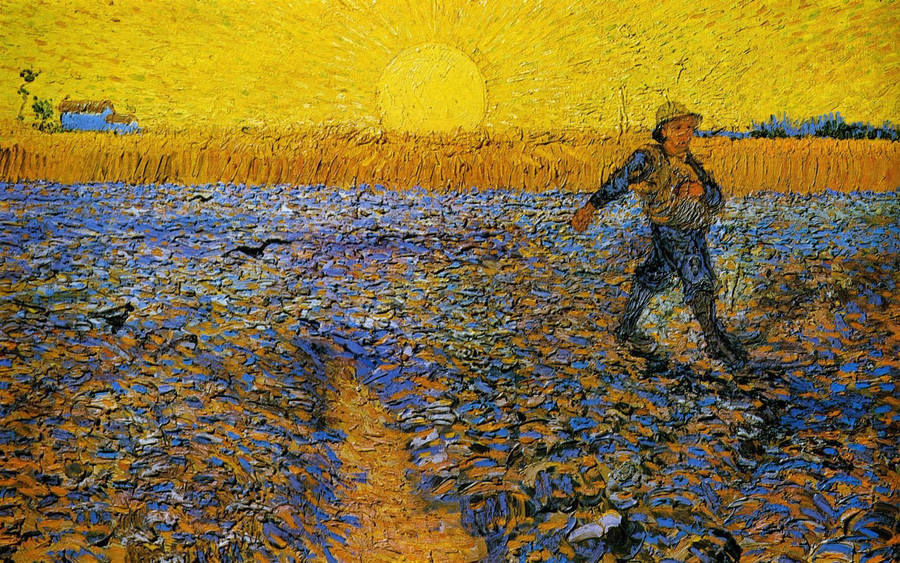 Vincent Van Gogh Sower At Sunset Wallpaper