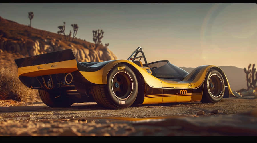 Vintage Can Am Racecar Desert Sunset Wallpaper