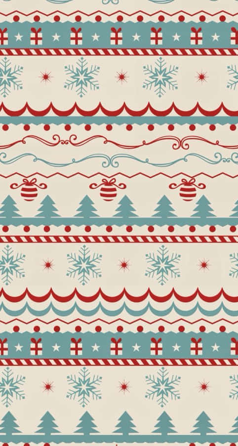 Vintage Christmas Patterni Phone Wallpaper Wallpaper
