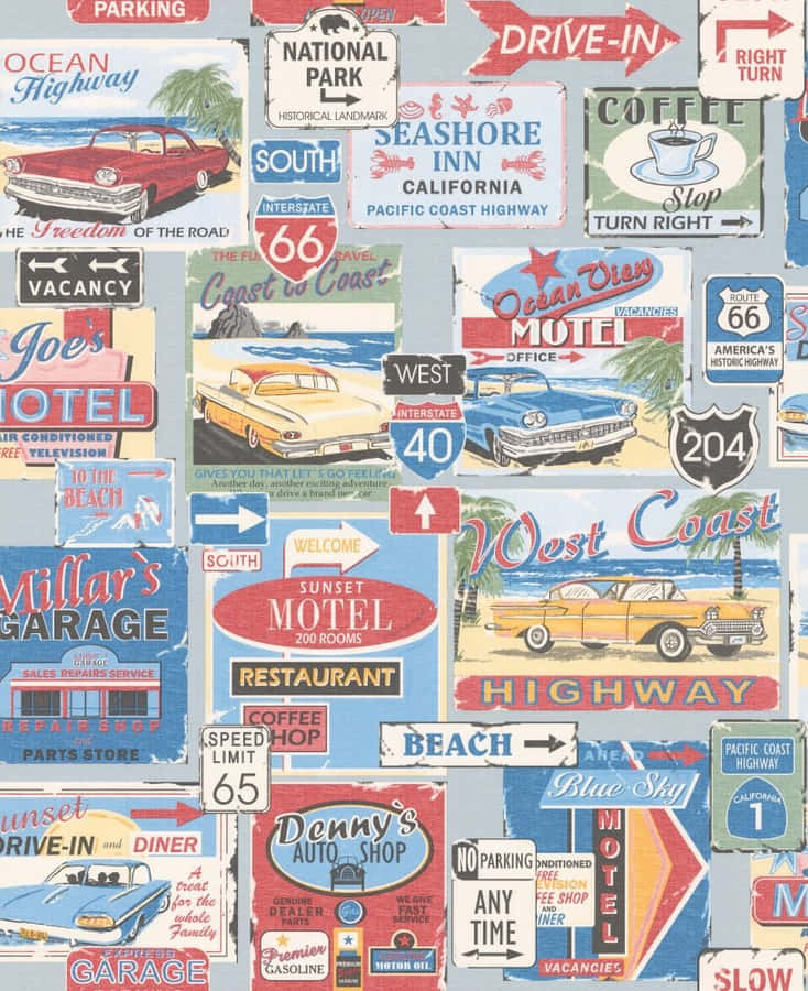 Vintage Delight: Retro Diner Scene Wallpaper