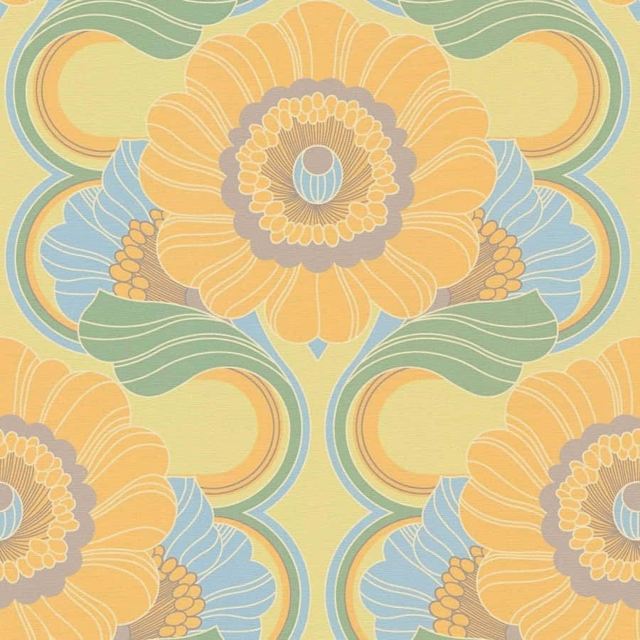 Vintage Floral Pattern70s Style Wallpaper