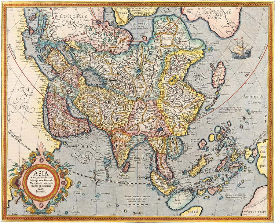 Vintage Mapof Asia Wallpaper