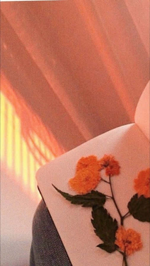 Vintage Orange Floral Aesthetic Wallpaper