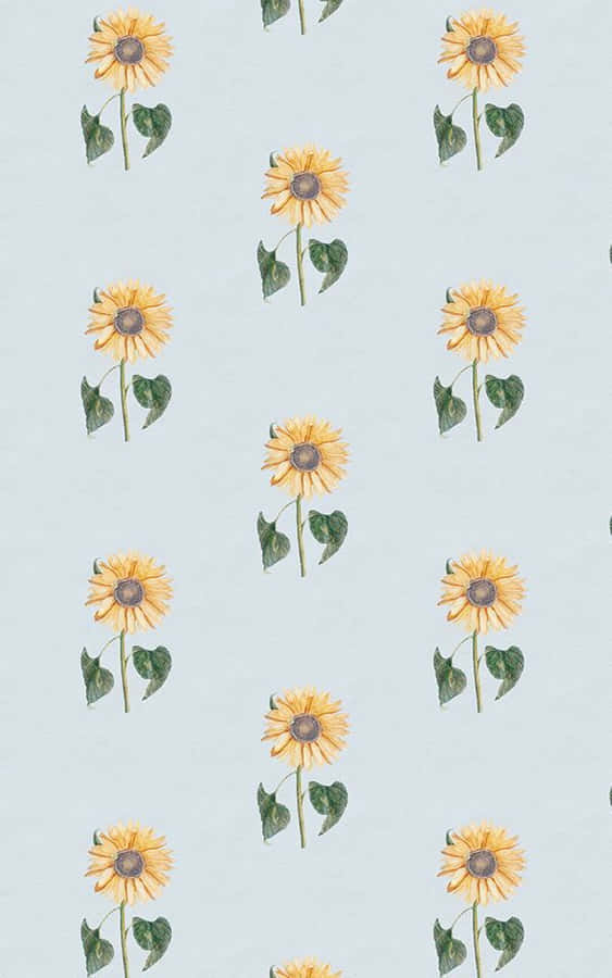 Vintage Sunflower Pattern Background Wallpaper