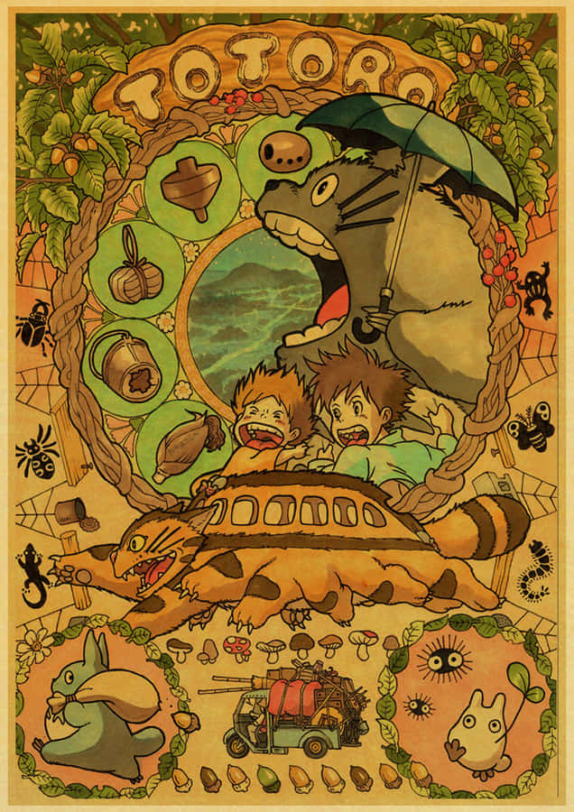 Vintage Totoro Artwork Wallpaper