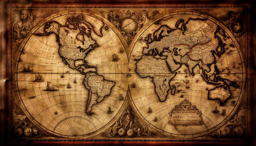 Vintage World Map Antique Style Wallpaper