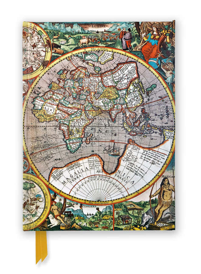 Vintage World Map Colorful Illustration Wallpaper