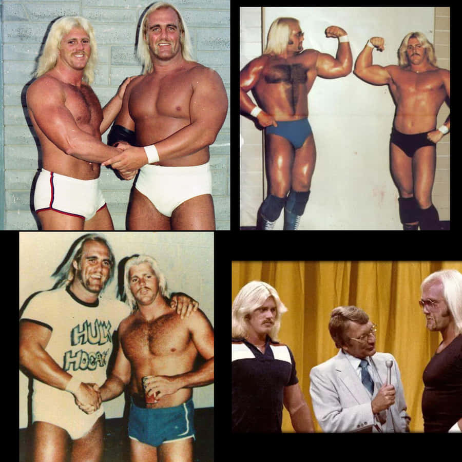 Vintage_ Wrestling_ Duo_ Collage Wallpaper