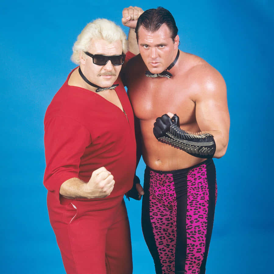 Vintage Wrestling Duo Pose Wallpaper