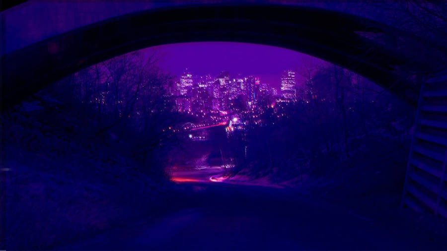 Violet Aesthetic City Arch Wallpaper