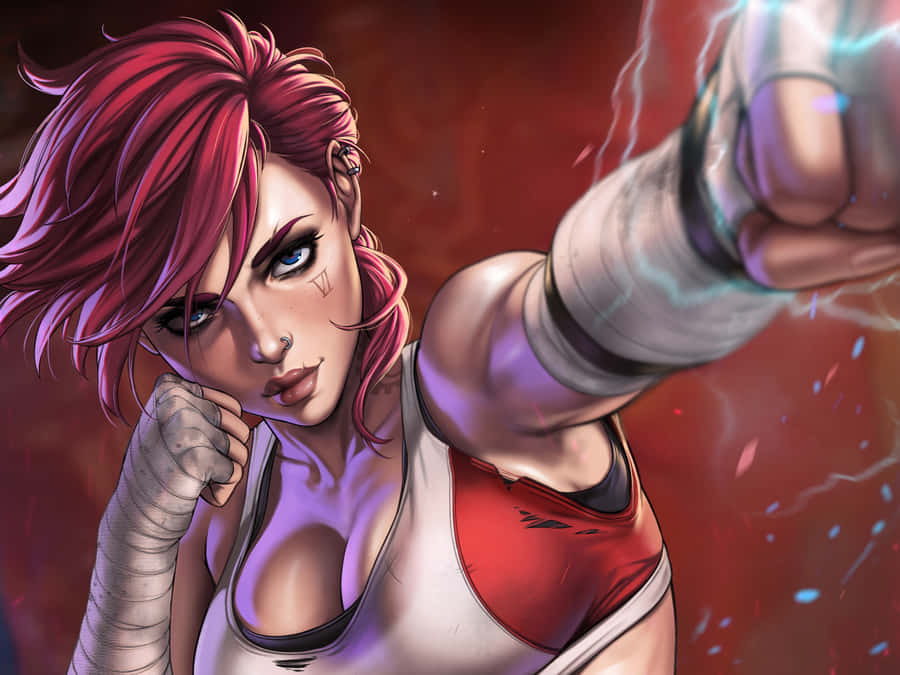 Violet Arcane Punching With Lightning Fanart Wallpaper