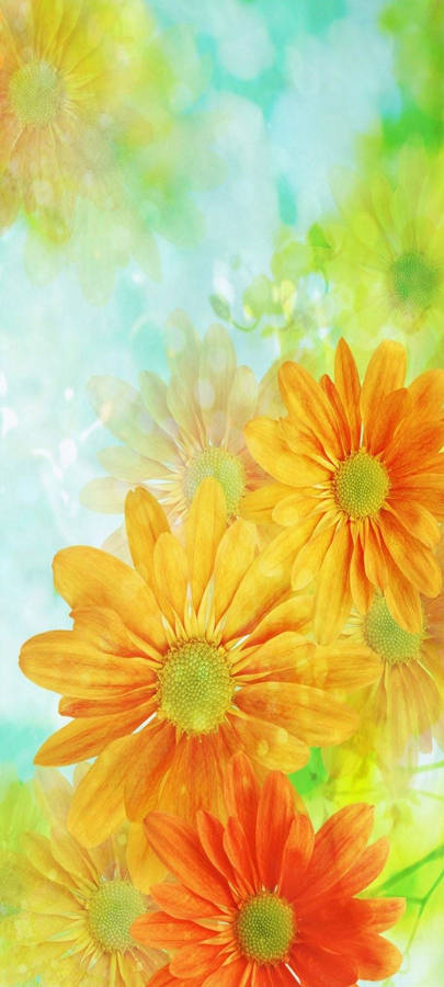 Vivo Y20 Bright Orange Flowers Wallpaper