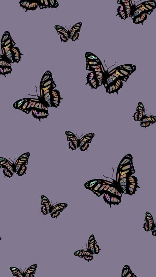 Vsco Butterflies In Purple Aesthetic Wallpaper