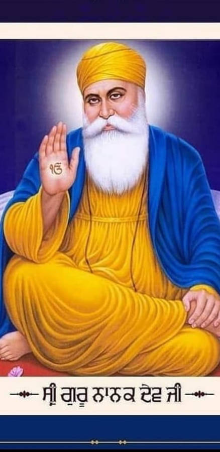 Waheguru In Blue And Yellow Clothing Wallpaper