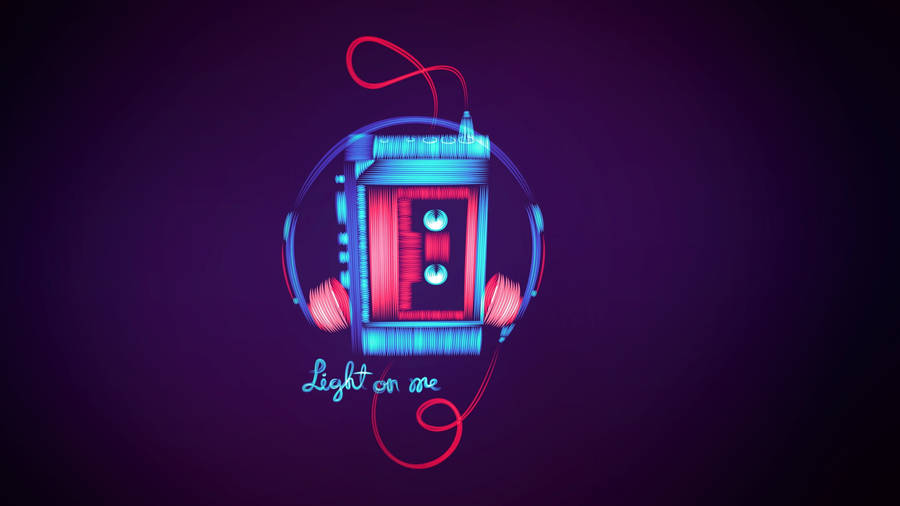 Walkman Device In Neon Aesthetic Wallpaper