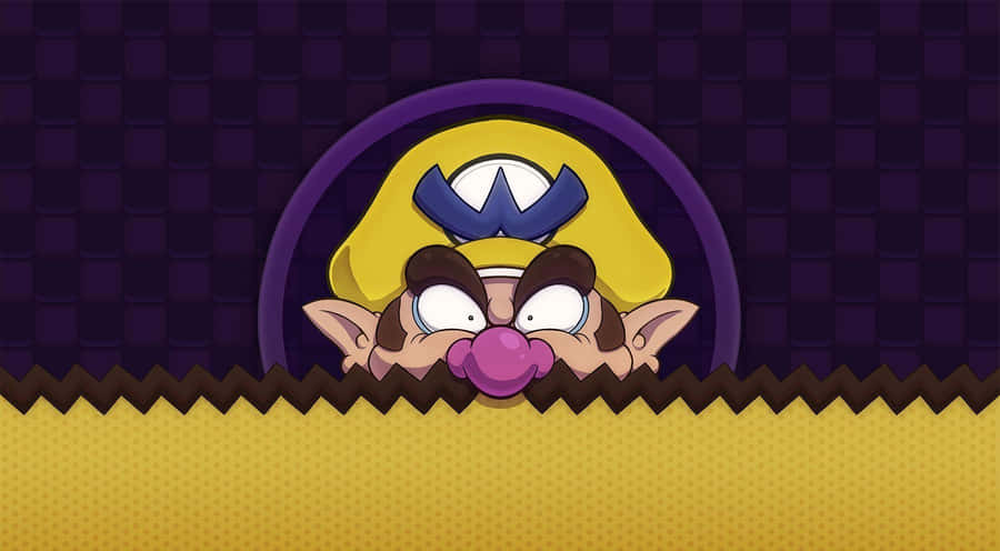 Wario Smirking Mischievously In His Iconic Outfit Wallpaper