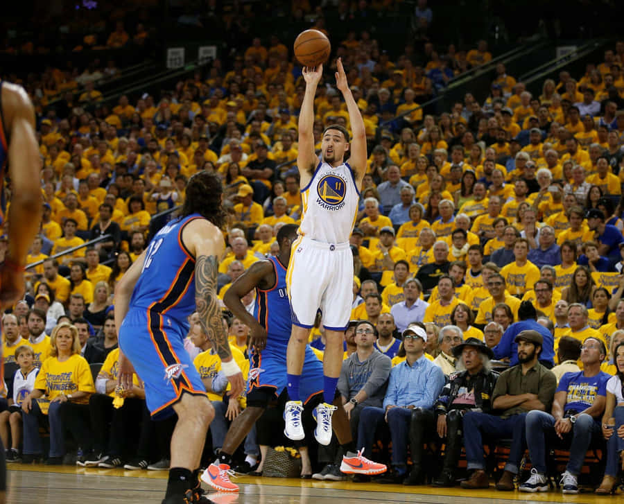 Warriors Basketball Player Jump Shot Wallpaper