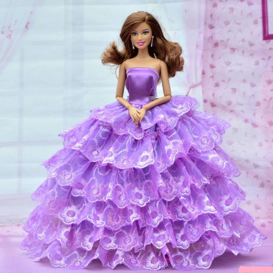 Watch Barbie Shine Wearing This Elegant Purple Gown Wallpaper