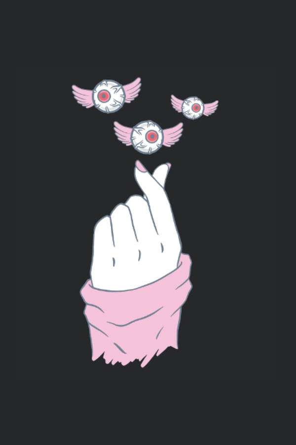 Weirdcore Saranghae Finger Heart Wallpaper