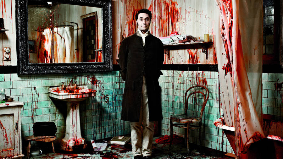 What We Do In The Shadows Bloody Bathroom Wallpaper