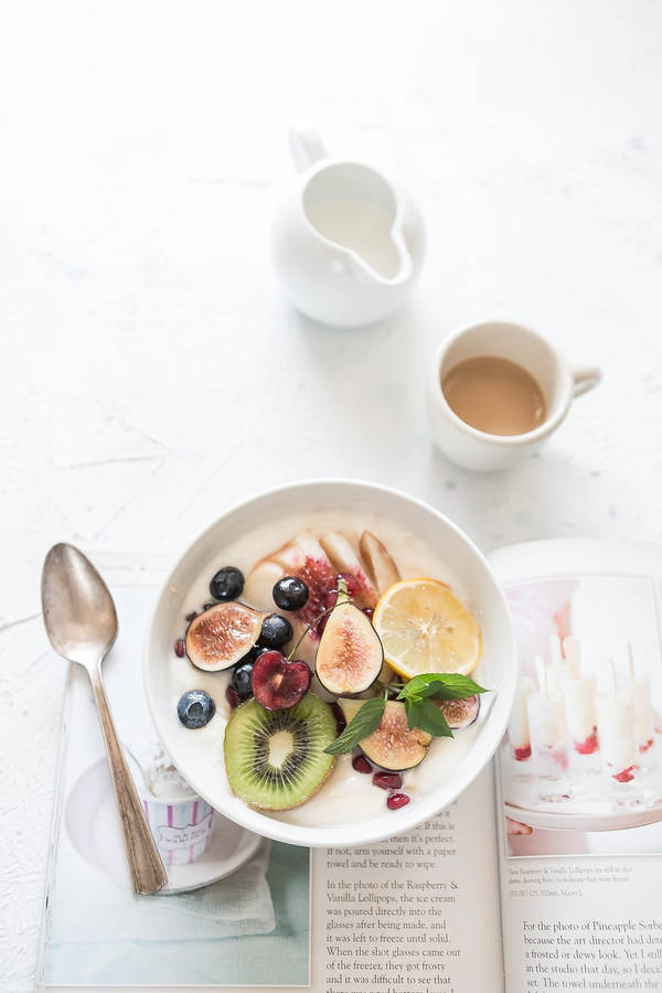 White Aesthetic Breakfast Wallpaper