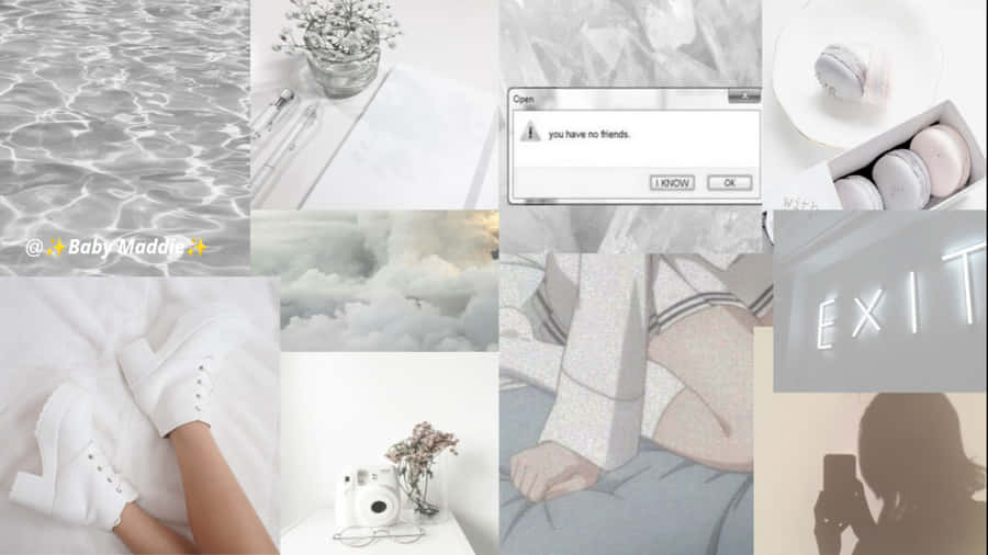 White Aesthetic Laptop Boots And Food Wallpaper