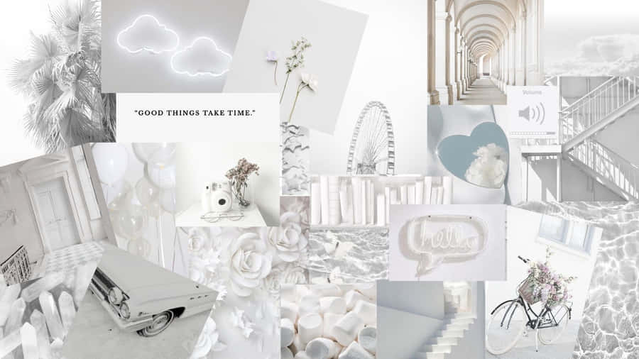 White Aesthetic Laptop Outdoors Wallpaper