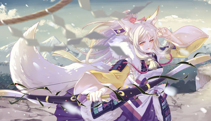 White Kitsune Of Onmyoji Wallpaper