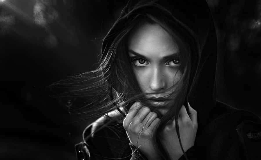 White Lady Wearing Hoodie Wallpaper