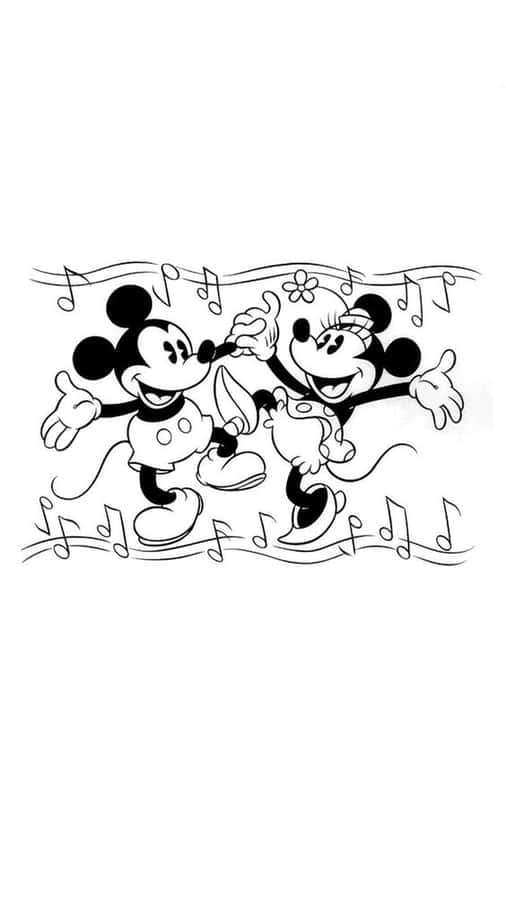 White Mickey Mouse Dancing To The Rythm Wallpaper