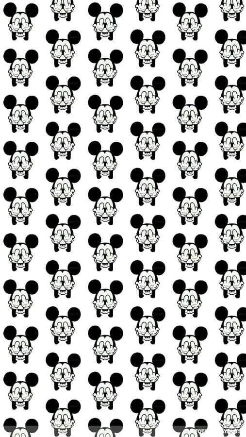 White Mickey Mouse Face Pattern Phone Wallpaper