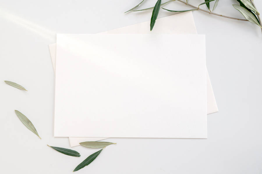 White Printer Paper With Green Leaves Wallpaper
