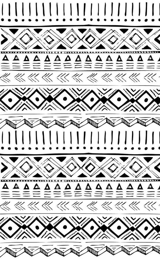 White Tribal Pattern Wallpaper