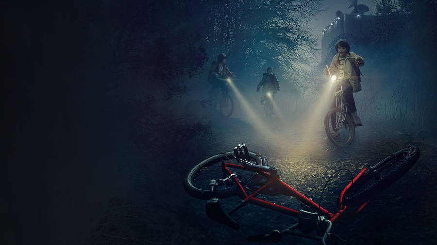 Will Byers' Bike Against The Unknown In Stranger Things Wallpaper