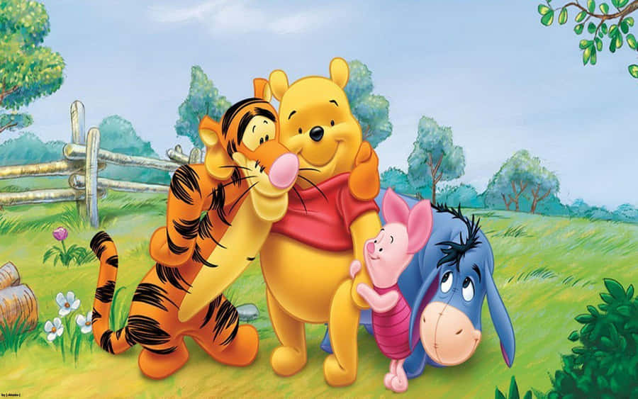 Winnie The Pooh Enjoying The Spring Outdoors Wallpaper