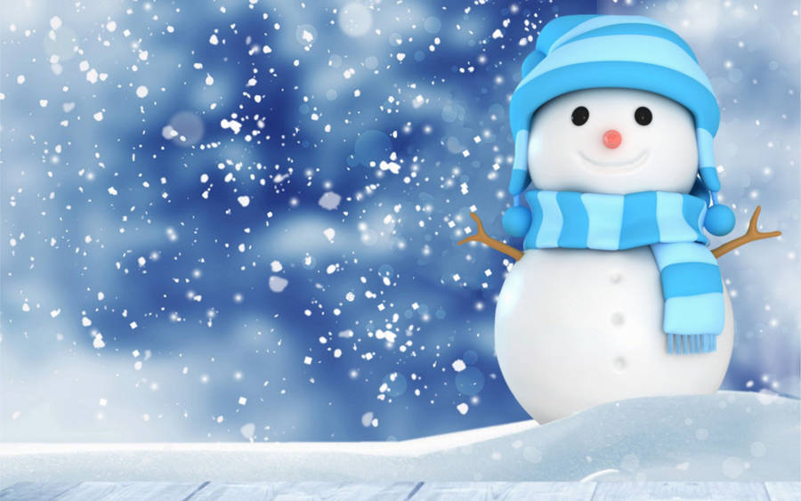 Winter's Joyful Creation: Snowman Wallpaper