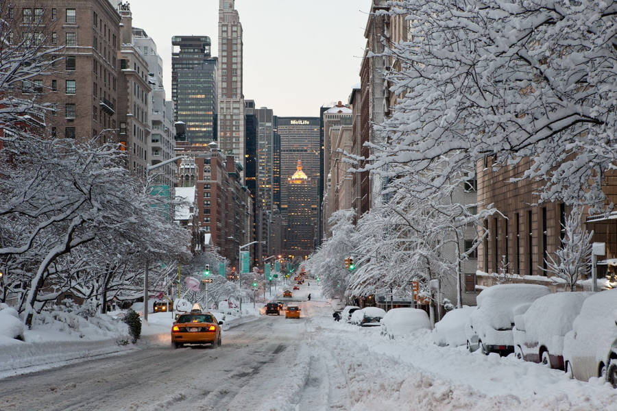 Winter Street In New York Computer Wallpaper