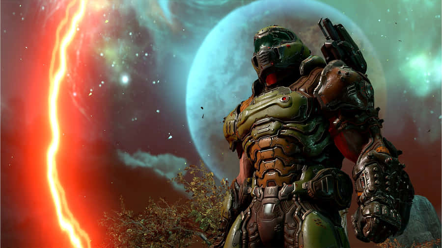 Witness The Ultimate Power And Chaos Of Doom Eternal Hd Wallpaper