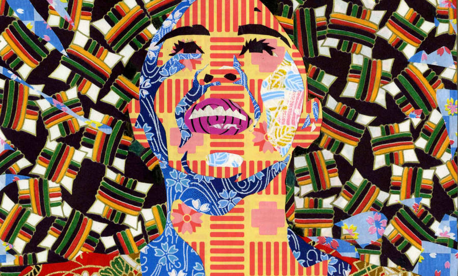 Woman Face Digital Collage Wallpaper