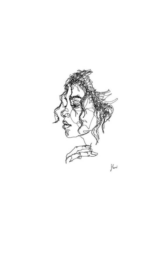 Woman's Side Profile Aesthetic Sketches Wallpaper