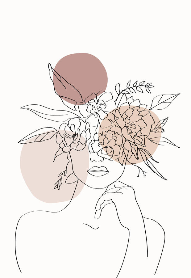 Woman With Flower Hair Aesthetic Sketches Wallpaper