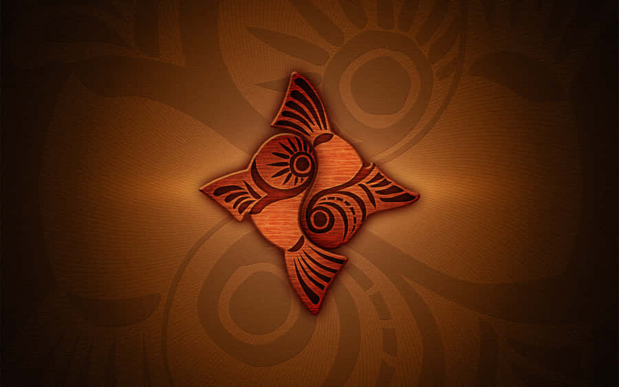 Wooden Astrological Symbolon Brown Background Wallpaper