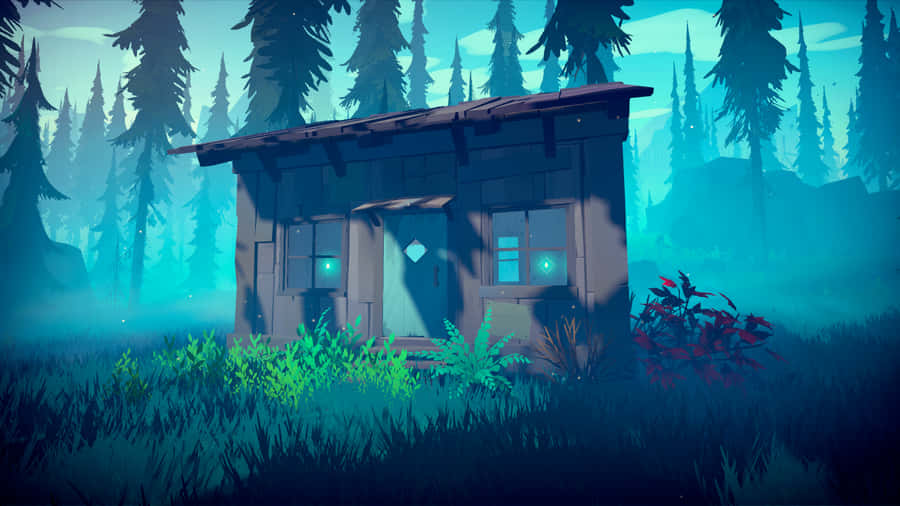 Wooden House In Among Trees Wallpaper