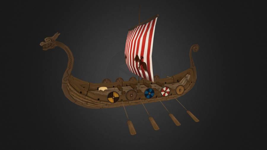Wooden Viking Ship Artwork Wallpaper