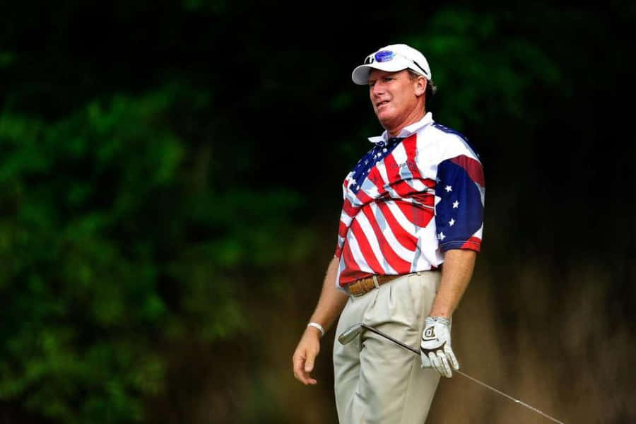 Woody Austin Adorned In American Flag Apparel Wallpaper