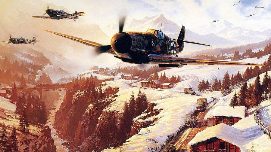 Ww2 Military Aircraft Art Hd Wallpaper