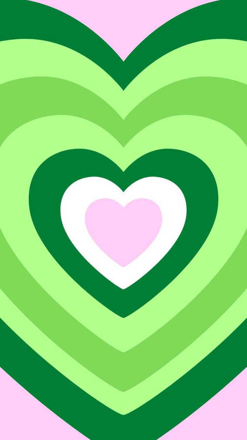 Y2k Hearts In Green Colours Wallpaper